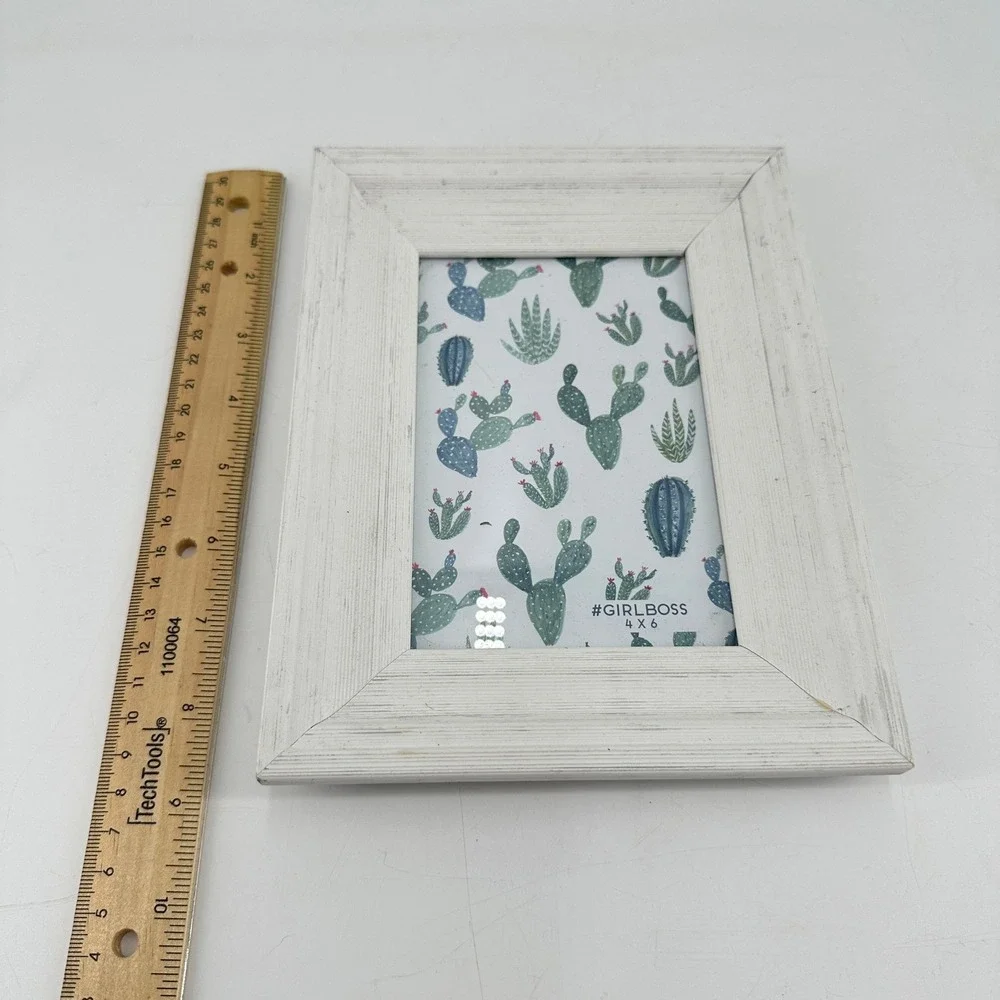 Girl Boss White Distressed Wood Picture Frame 4x6 Farmhouse Rustic Decor